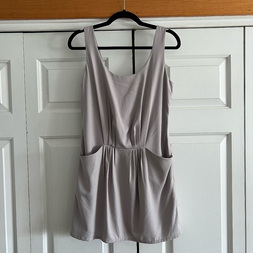Costa Blanca Gray Open Back Dress with Pockets, Women's Size Small, NWT
